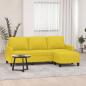 Preview: ARDEBO.de - 3-Sitzer-Sofa mit Hocker Hellgelb 180 cm Stoff