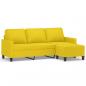 Preview: 3-Sitzer-Sofa mit Hocker Hellgelb 180 cm Stoff