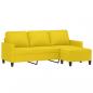 Preview: 3-Sitzer-Sofa mit Hocker Hellgelb 180 cm Stoff