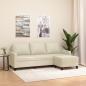 Preview: ARDEBO.de - 3-Sitzer-Sofa mit Hocker Creme 180 cm Kunstleder