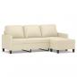 Preview: 3-Sitzer-Sofa mit Hocker Creme 180 cm Kunstleder