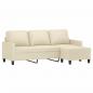 Preview: 3-Sitzer-Sofa mit Hocker Creme 180 cm Kunstleder