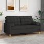 Preview: ARDEBO.de - 2-Sitzer-Sofa mit Zierkissen Schwarz 140 cm Stoff