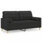 Preview: 2-Sitzer-Sofa mit Zierkissen Schwarz 140 cm Stoff