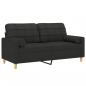 Preview: 2-Sitzer-Sofa mit Zierkissen Schwarz 140 cm Stoff