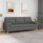 Preview: ARDEBO.de - 3-Sitzer-Sofa mit Zierkissen Dunkelgrau 180 cm Stoff