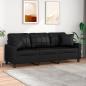 Preview: ARDEBO.de - 3-Sitzer-Sofa mit Zierkissen Schwarz 180 cm Kunstleder