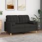 Preview: ARDEBO.de - 2-Sitzer-Sofa mit Zierkissen Schwarz 120 cm Stoff