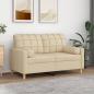 Preview: ARDEBO.de - 2-Sitzer-Sofa mit Zierkissen Creme 120 cm Stoff