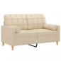 Preview: 2-Sitzer-Sofa mit Zierkissen Creme 120 cm Stoff