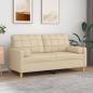 Preview: ARDEBO.de - 2-Sitzer-Sofa mit Zierkissen Creme 140 cm Stoff