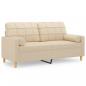 Preview: 2-Sitzer-Sofa mit Zierkissen Creme 140 cm Stoff