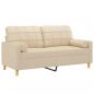 Preview: 2-Sitzer-Sofa mit Zierkissen Creme 140 cm Stoff