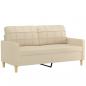 Preview: 2-Sitzer-Sofa mit Zierkissen Creme 140 cm Stoff