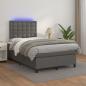 Preview: ARDEBO.de - Boxspringbett mit Matratze & LED Grau 120x200 cm Kunstleder