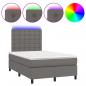 Preview: Boxspringbett mit Matratze & LED Grau 120x200 cm Kunstleder