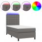 Preview: Boxspringbett mit Matratze & LED Grau 100x200 cm Kunstleder