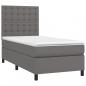 Preview: Boxspringbett mit Matratze & LED Grau 100x200 cm Kunstleder