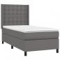 Preview: Boxspringbett mit Matratze & LED Grau 100x200 cm Kunstleder