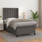 Preview: ARDEBO.de - Boxspringbett mit Matratze Grau 100x200 cm Kunstleder