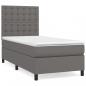 Preview: Boxspringbett mit Matratze Grau 100x200 cm Kunstleder