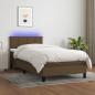 Preview: ARDEBO.de - Boxspringbett mit Matratze & LED Dunkelbraun 100x200 cm Stoff