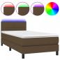 Preview: Boxspringbett mit Matratze & LED Dunkelbraun 100x200 cm Stoff