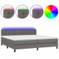 Preview: Boxspringbett mit Matratze & LED Grau 200x200 cm Kunstleder