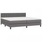 Preview: Boxspringbett mit Matratze & LED Grau 200x200 cm Kunstleder