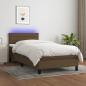 Preview: ARDEBO.de - Boxspringbett mit Matratze & LED Dunkelbraun 100x200 cm Stoff