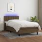 Preview: ARDEBO.de - Boxspringbett mit Matratze & LED Dunkelbraun 100x200 cm Stoff