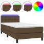 Preview: Boxspringbett mit Matratze & LED Dunkelbraun 100x200 cm Stoff