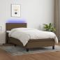 Preview: ARDEBO.de - Boxspringbett mit Matratze & LED Dunkelbraun 100x200 cm Stoff