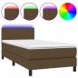 Preview: Boxspringbett mit Matratze & LED Dunkelbraun 100x200 cm Stoff