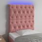 Preview: ARDEBO.de - LED Kopfteil Rosa 80x7x118/128 cm Samt