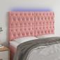 Preview: ARDEBO.de - LED Kopfteil Rosa 160x7x118/128 cm Samt