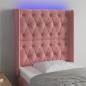 Preview: ARDEBO.de - LED Kopfteil Rosa 83x16x118/128 cm Samt 