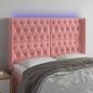 Preview: ARDEBO.de - LED Kopfteil Rosa 163x16x118/128 cm Samt