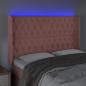 Preview: LED Kopfteil Rosa 163x16x118/128 cm Samt