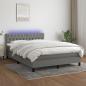 Preview: ARDEBO.de - Boxspringbett mit Matratze & LED Dunkelgrau 140x200 cm Stoff