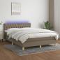 Preview: ARDEBO.de - Boxspringbett mit Matratze & LED Taupe 140x200 cm Stoff