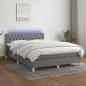 Preview: ARDEBO.de - Boxspringbett mit Matratze & LED Dunkelgrau 140x200 cm Stoff