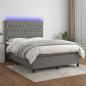 Preview: ARDEBO.de - Boxspringbett mit Matratze & LED Dunkelgrau 140x200 cm Stoff