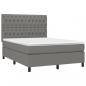 Preview: Boxspringbett mit Matratze & LED Dunkelgrau 140x200 cm Stoff