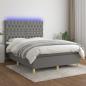 Preview: ARDEBO.de - Boxspringbett mit Matratze & LED Dunkelgrau 140x200 cm Stoff