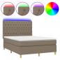 Preview: Boxspringbett mit Matratze & LED Taupe 140x200 cm Stoff