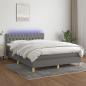 Preview: ARDEBO.de - Boxspringbett mit Matratze & LED Dunkelgrau 140x190 cm Stoff