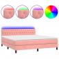 Preview: Boxspringbett mit Matratze & LED Rosa 160x200 cm Samt