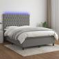 Preview: ARDEBO.de - Boxspringbett mit Matratze & LED Dunkelgrau 140x190 cm Stoff