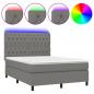 Preview: Boxspringbett mit Matratze & LED Dunkelgrau 140x190 cm Stoff